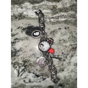 Disney Snow White Silver Bracelet Watch with Charms Apple Cameo Heart Flower JHO